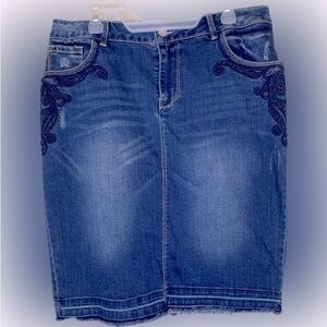 Nanette Lapore Distressed Denim Pencil Skirt Size 4